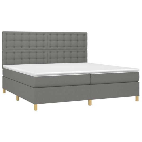 vidaXL Sommier &agrave; lattes de lit avec matelas Gris fonc&eacute; 200x200cm Tissu