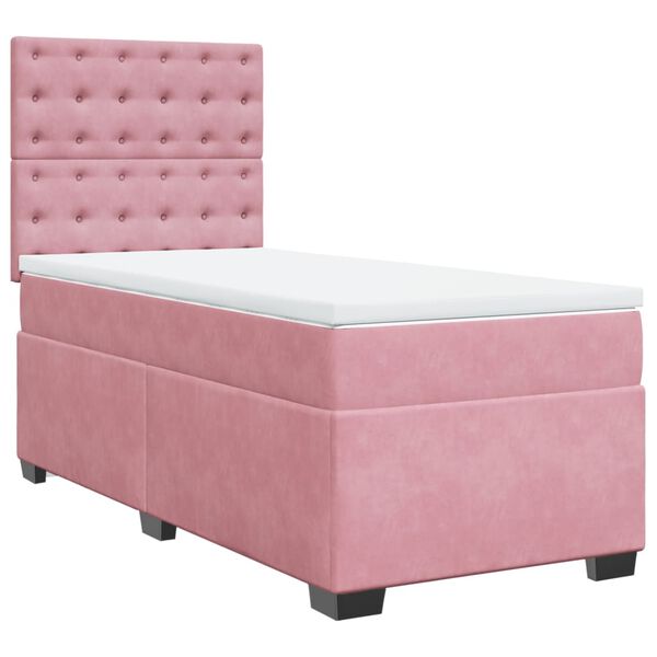 vidaXL Sommier &agrave; lattes de lit avec matelas Rose 90x200 cm Velours