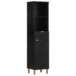 vidaXL Armoire de salle de bain noir 38x33x160 cm bois massif manguier
