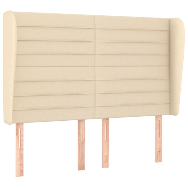 vidaXL T&ecirc;te de lit avec oreilles Cr&egrave;me 147x23x118/128 cm Tissu