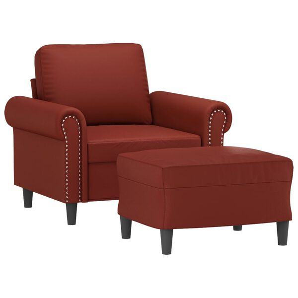 vidaXL Fauteuil avec repose-pied Rouge bordeaux 60 cm Similicuir