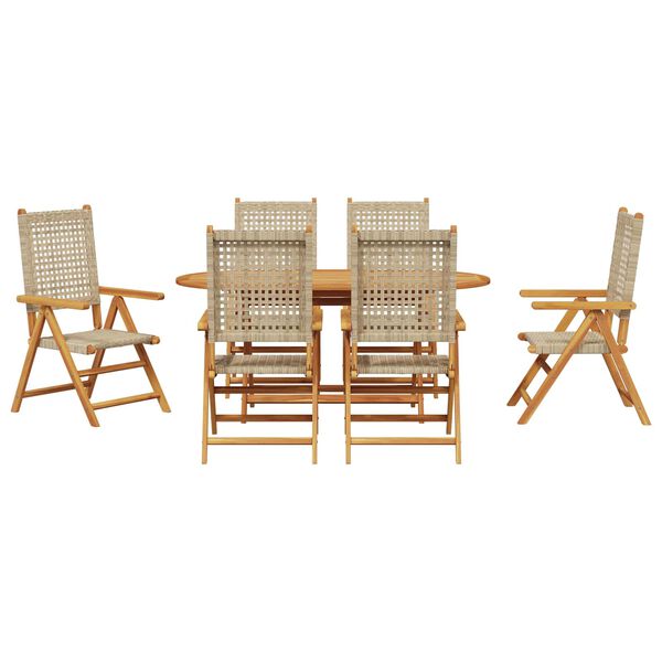 vidaXL Ensemble de salle &agrave; manger pour jardin 7 pcs Beige
