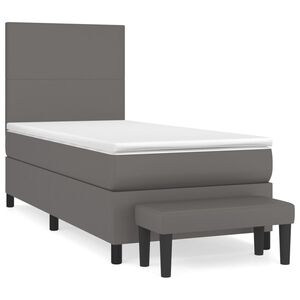 vidaXL Sommier &agrave; lattes de lit avec matelas Gris 100x200 cm Similicuir