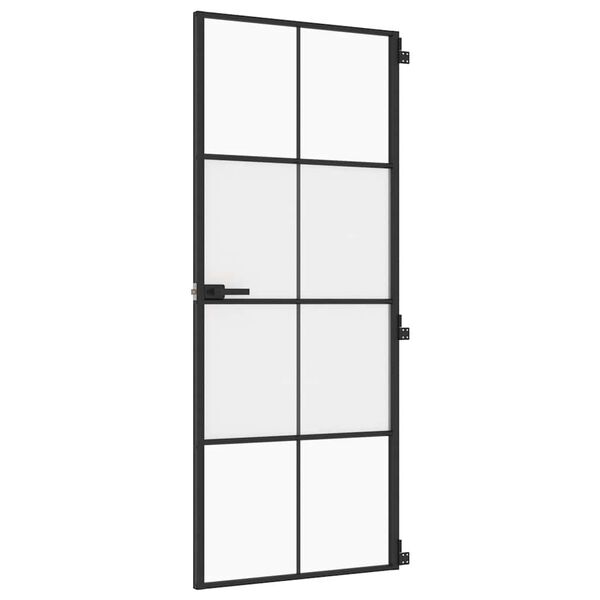 vidaXL Porte int&eacute;rieure mince noir 83x201,5 cm verre tremp&eacute; aluminium
