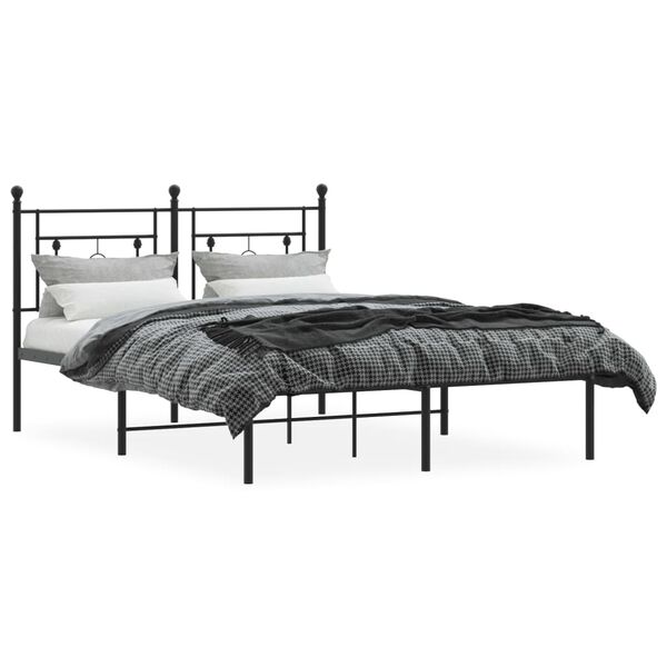 vidaXL Cadre de lit m&eacute;tal sans matelas avec t&ecirc;te de lit noir 140x200cm