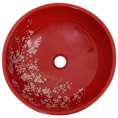 vidaXL Vasque à poser noir et rouge rond Φ41x14 cm céramique