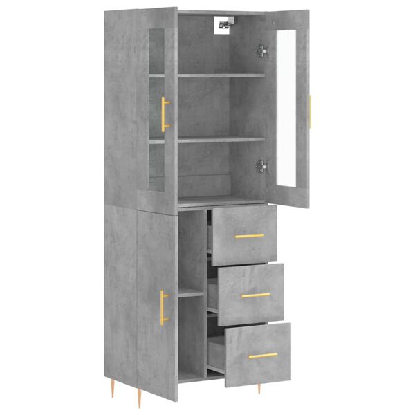 vidaXL Buffet haut Gris b&eacute;ton 69,5x34x180 cm Bois d'ing&eacute;nierie