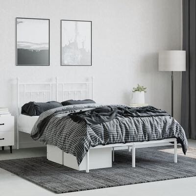 vidaXL Cadre de lit métal sans matelas et tête de lit blanc 120x190 cm