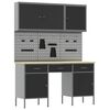 vidaXL Placard de travail 10 pc Noir Bois d'ing&eacute;nierie et acier