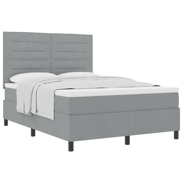 vidaXL Lit &agrave; ressorts avec matelas Gris clair 140 x 200 cm tissu