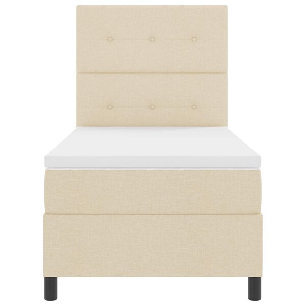 vidaXL Lit &agrave; ressorts avec matelas avec LED Cr&egrave;me 80 x 200 cm tissu