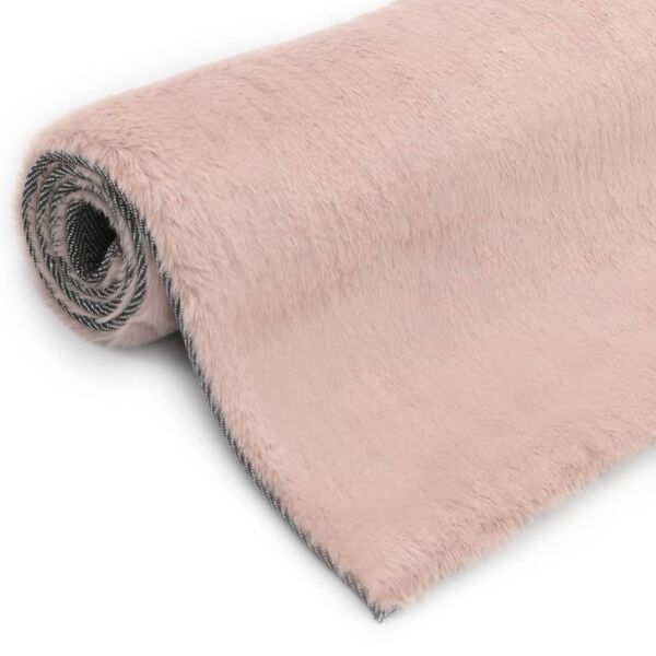 vidaXL Tapis 160x230 cm Fausse fourrure de lapin Vieux rose