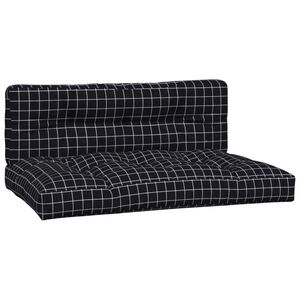 vidaXL Coussins de palette lot de 2 motif &agrave; carreaux noir tissu