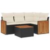 vidaXL Salon de jardin 5 pcs avec coussins noir r&eacute;sine tress&eacute;e