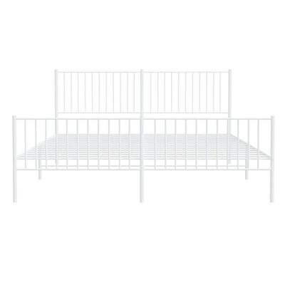 vidaXL Cadre de lit métal sans matelas et pied de lit blanc 180x200 cm