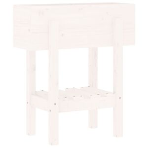 vidaXL Jardini&egrave;re blanc 62x30x69 cm bois massif de pin