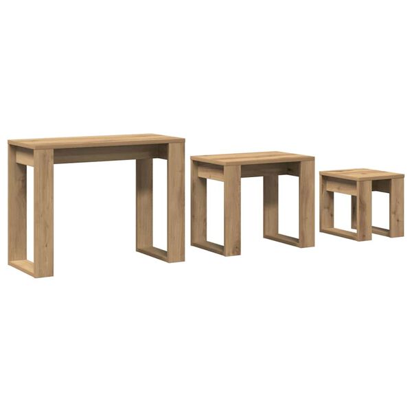 vidaXL Tables gigognes 3 pcs ch&ecirc;ne artisanal bois d'ing&eacute;nierie