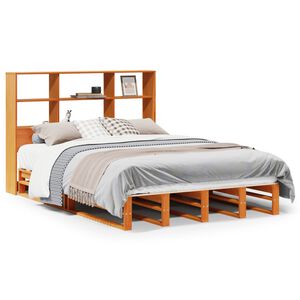 vidaXL Lit biblioth&egrave;que sans matelas cire marron 150x200cm bois massif