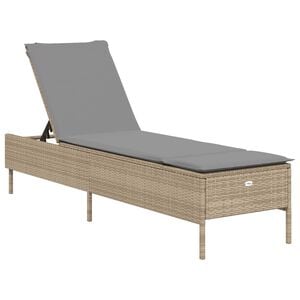 vidaXL Chaise longue avec coussin beige r&eacute;sine tress&eacute;e
