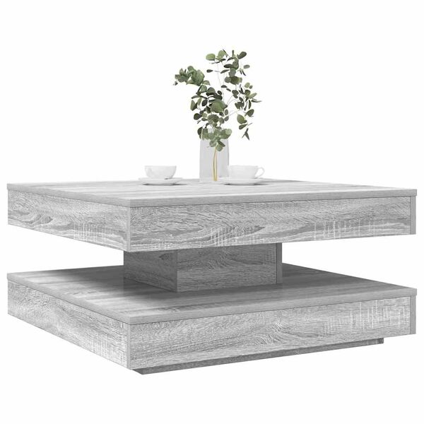 vidaXL Table basse rotative à 360 degrés sonoma gris 70x70x34,5 cm