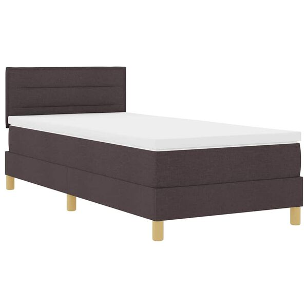vidaXL Lit &agrave; ressorts avec matelas Marron fonc&eacute; 80 x 200 cm tissu