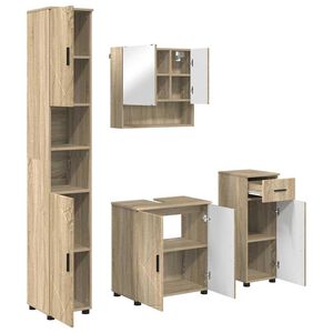 vidaXL Ensemble de mobilier de salle de bain 4 pc Ch&ecirc;ne Sonoma