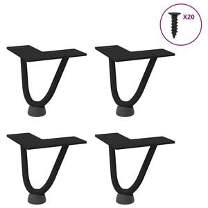 vidaXL Pieds en &eacute;pingle &agrave; cheveux pour table basse 4 pi&egrave;ces Noir 10 cm Acier massif