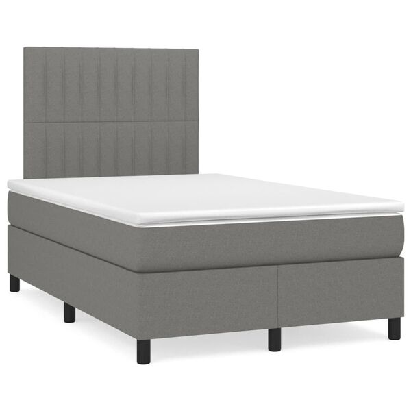 vidaXL Sommier &agrave; lattes de lit avec matelas gris fonc&eacute; 120x190cm tissu