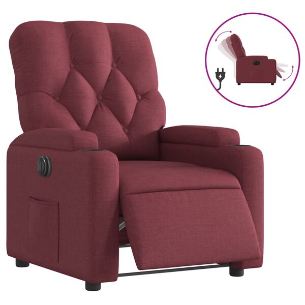 vidaXL Fauteuil inclinable &eacute;lectrique Rouge bordeaux Tissu