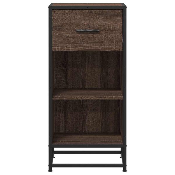 vidaXL Buffet ch&ecirc;ne marron 35,5x35x76 cm bois d'ing&eacute;nierie et m&eacute;tal