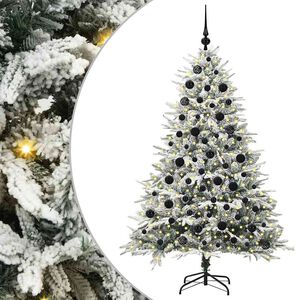 vidaXL Arbre de No&euml;l artificiel pr&eacute;-&eacute;clair&eacute; avec ensemble de boules