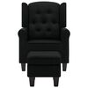 vidaXL Fauteuil avec repose-pied Noir Tissu
