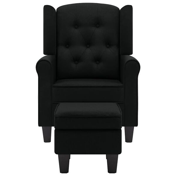 vidaXL Fauteuil avec repose-pied Noir Tissu