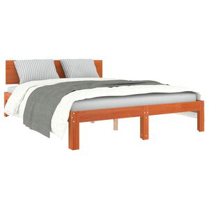 vidaXL Cadre de lit Cire marron 135 x 190 cm Bois de pin massif