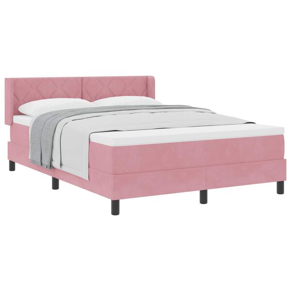vidaXL Lit &agrave; ressorts avec matelas Rose 200 x 160 cm Velours