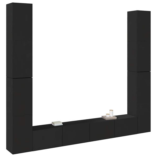 vidaXL Ensemble de meubles TV 6 pcs Noir Bois d'ing&eacute;nierie