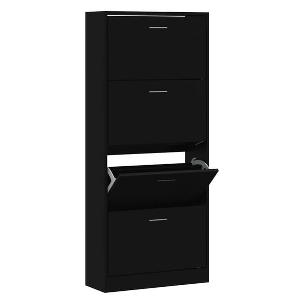 vidaXL Armoire à chaussures Noir 63x24x147 cm Bois d'ingénierie