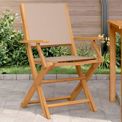 vidaXL Chaises de jardin lot de 2 taupe bois d'acacia massif et tissu