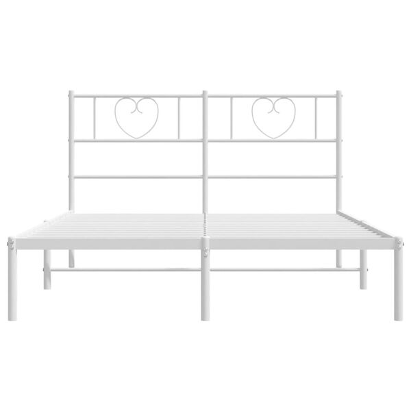 vidaXL Cadre de lit m&eacute;tal sans matelas et t&ecirc;te de lit blanc 140x190 cm