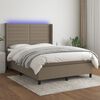 vidaXL Sommier &agrave; lattes de lit matelas et LED Taupe 140x200 cm Tissu