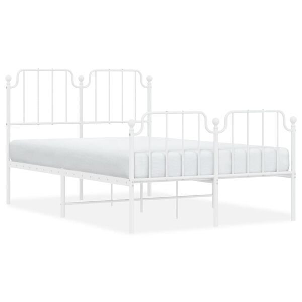 vidaXL Cadre de lit m&eacute;tal sans matelas et pied de lit blanc 120x200 cm