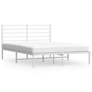 vidaXL Cadre de lit m&eacute;tal sans matelas et t&ecirc;te de lit blanc 120x200 cm