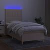 vidaXL Sommier &agrave; lattes de lit et matelas et LED Cr&egrave;me 100x200cm Tissu