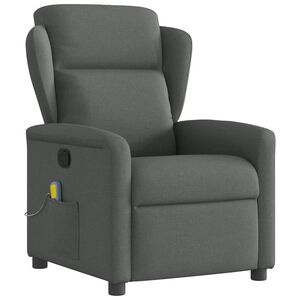 vidaXL Fauteuil inclinable de massage en tissu gris fonc&eacute;