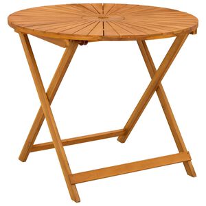 vidaXL Table de jardin pliante Naturel &Oslash;90 x 75 cm