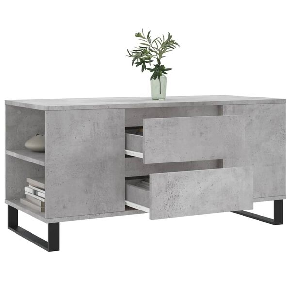 vidaXL Table basse gris béton 102x44,5x50 cm bois d'ingénierie