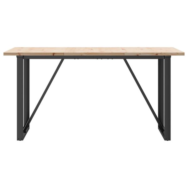 vidaXL Table &agrave; manger cadre en O 140x80x75,5 cm bois pin massif acier