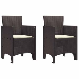 vidaXL Chaise de jardin 2 pcs Marron 53 x 49 x 85 cm Polypropyl&egrave;ne