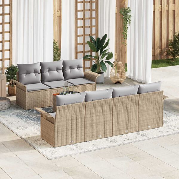 vidaXL Ensemble de canap&eacute; de jardin 8 pcs Beige et Gris clair