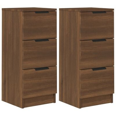 vidaXL Buffets 2 pcs chêne marron 30x30x70 cm Bois d'ingénierie